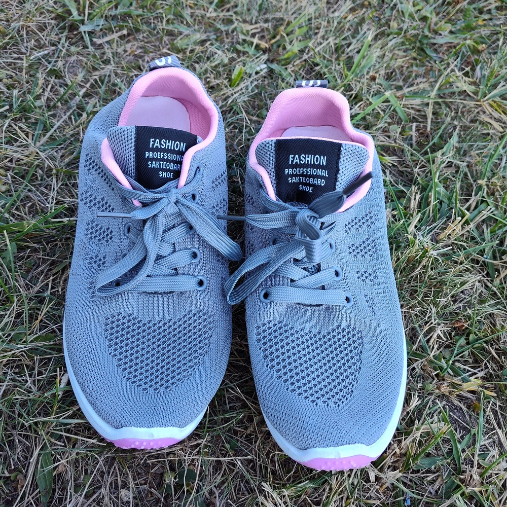 Gray and Pink Women's Fashion Sneakers